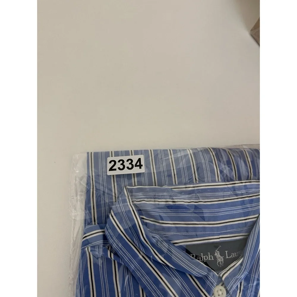 Polo Ralph Lauren Classic Fit Blue Striped L/S Button Down Dress Shirt Men's XL